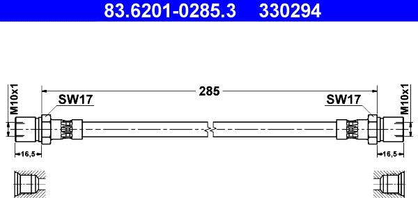 ATE 83.6201-0285.3 - Brake Hose autospares.lv