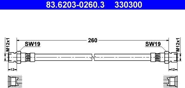 ATE 83.6203-0260.3 - Brake Hose autospares.lv