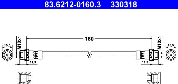 ATE 83.6212-0160.3 - Brake Hose autospares.lv