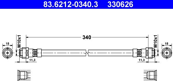 ATE 83.6212-0340.3 - Brake Hose autospares.lv