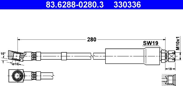 ATE 83.6288-0280.3 - Brake Hose autospares.lv