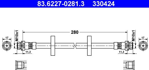 ATE 83.6227-0281.3 - Brake Hose autospares.lv