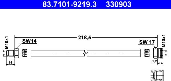 ATE 83.7101-9219.3 - Brake Hose autospares.lv