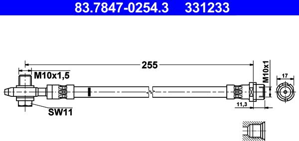 ATE 83.7847-0254.3 - Brake Hose autospares.lv