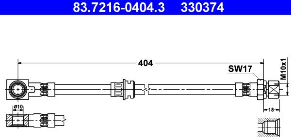 ATE 83.7216-0404.3 - Brake Hose autospares.lv