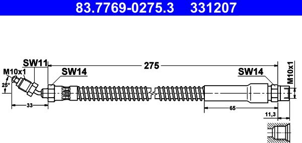 ATE 83.7769-0275.3 - Brake Hose autospares.lv