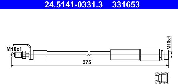 ATE 24.5141-0331.3 - Brake Hose autospares.lv