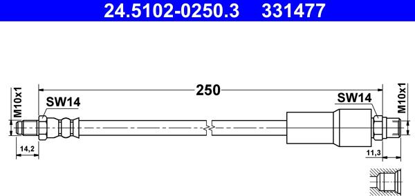 ATE 24.5102-0250.3 - Brake Hose autospares.lv