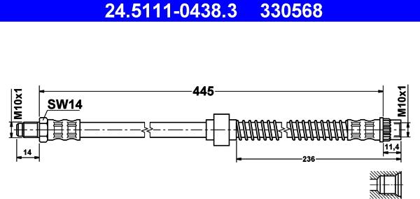 ATE 24.5111-0438.3 - Brake Hose autospares.lv