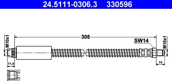 ATE 24.5111-0306.3 - Brake Hose autospares.lv