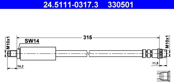 ATE 24.5111-0317.3 - Brake Hose autospares.lv