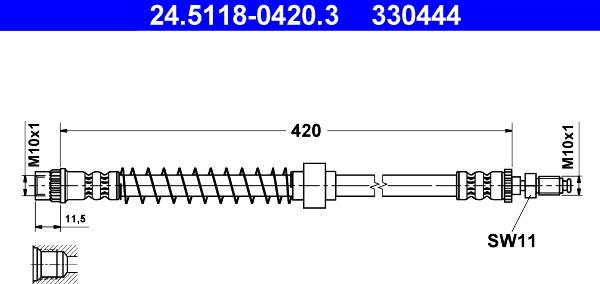 ATE 24.5118-0420.3 - Brake Hose autospares.lv