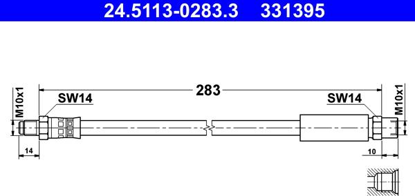 ATE 24.5113-0283.3 - Brake Hose autospares.lv