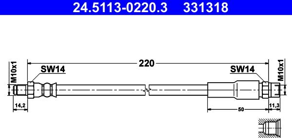 ATE 24.5113-0220.3 - Brake Hose autospares.lv