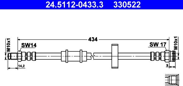 ATE 24.5112-0433.3 - Brake Hose autospares.lv