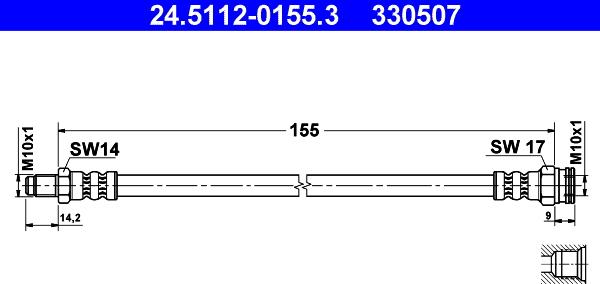 ATE 24.5112-0155.3 - Brake Hose autospares.lv