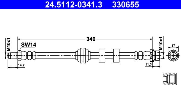 ATE 24.5112-0341.3 - Brake Hose autospares.lv