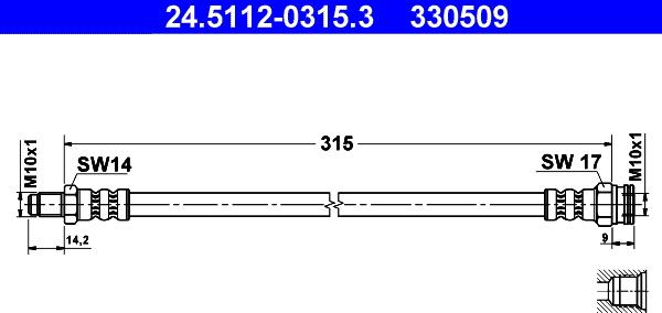 ATE 24.5112-0315.3 - Brake Hose autospares.lv