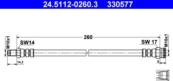 ATE 24.5112-0260.3 - Brake Hose autospares.lv