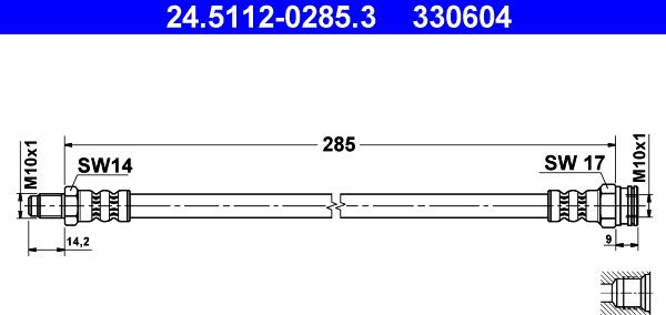 ATE 24.5112-0285.3 - Brake Hose autospares.lv