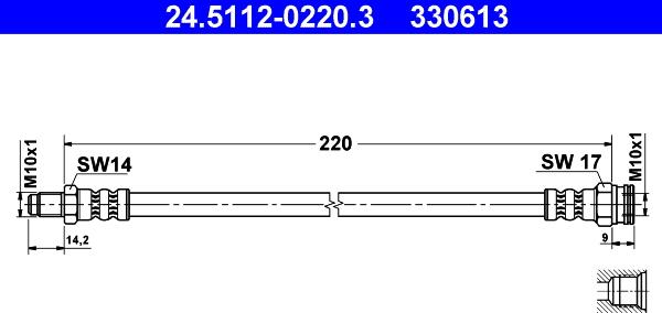 ATE 24.5112-0220.3 - Brake Hose autospares.lv