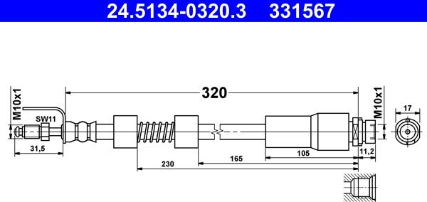 ATE 24.5134-0320.3 - Brake Hose autospares.lv