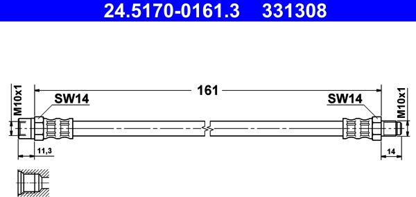 ATE 24.5170-0161.3 - Brake Hose autospares.lv