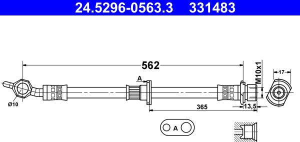 ATE 24.5296-0563.3 - Brake Hose autospares.lv