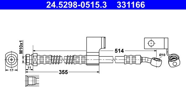 ATE 24.5298-0515.3 - Brake Hose autospares.lv