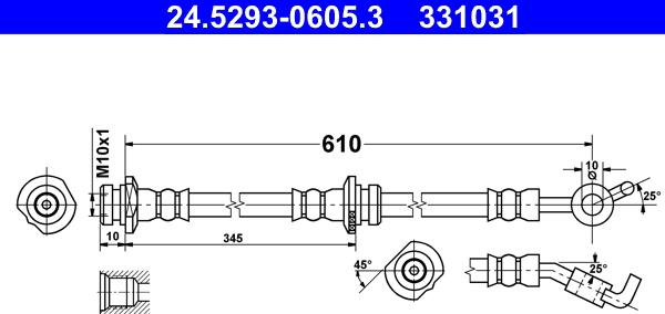 ATE 24.5293-0605.3 - Brake Hose autospares.lv