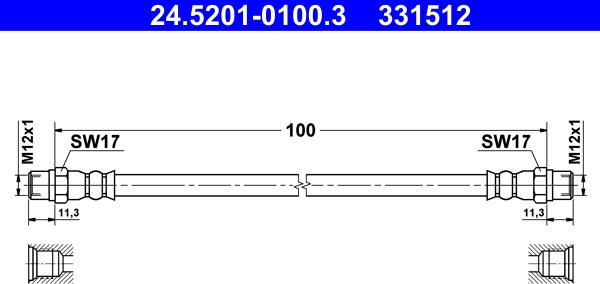 ATE 24.5201-0100.3 - Brake Hose autospares.lv