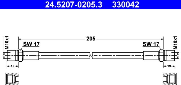 ATE 24.5207-0205.3 - Brake Hose autospares.lv