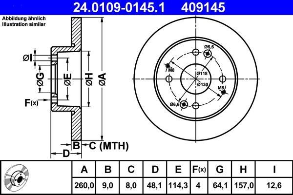 ATE 24.0109-0145.1 - Brake Disc autospares.lv