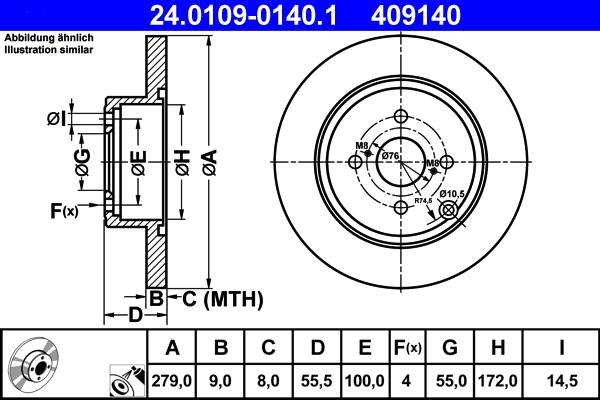 ATE 24.0109-0140.1 - Brake Disc autospares.lv