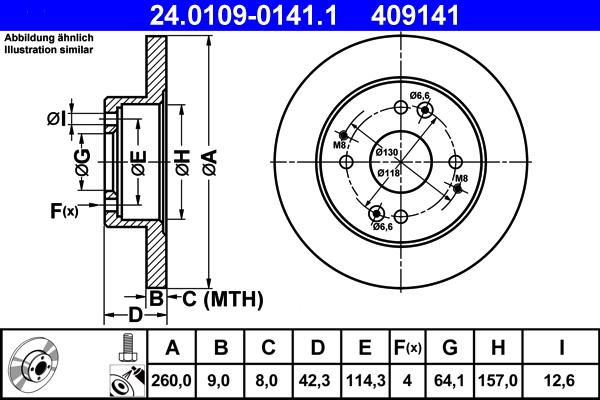 ATE 24.0109-0141.1 - Brake Disc autospares.lv