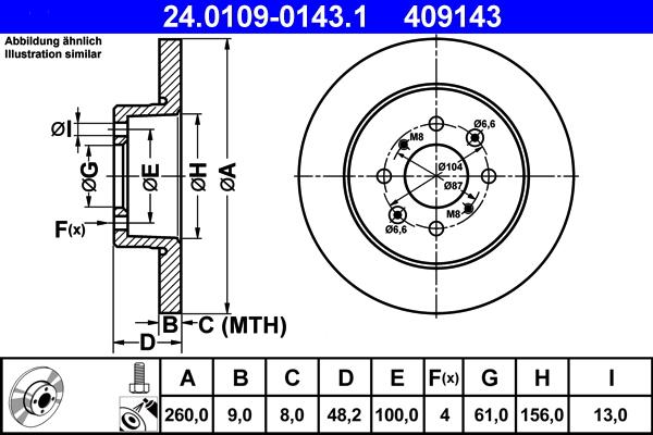 ATE 24.0109-0143.1 - Brake Disc autospares.lv