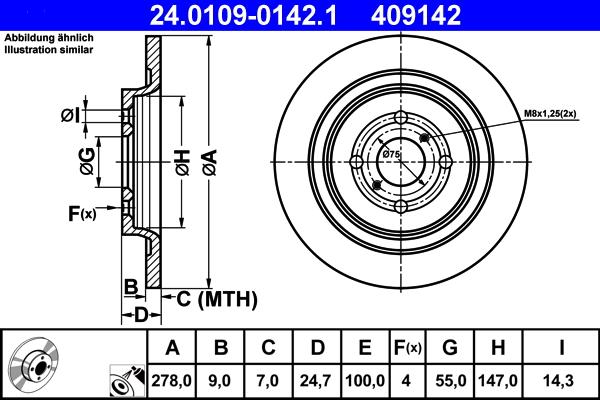 ATE 24.0109-0142.1 - Brake Disc autospares.lv