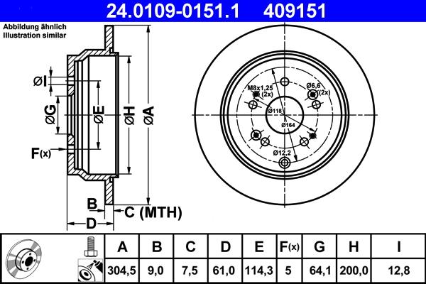 ATE 24.0109-0151.1 - Brake Disc autospares.lv