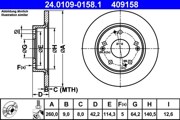 ATE 24.0109-0158.1 - Brake Disc autospares.lv