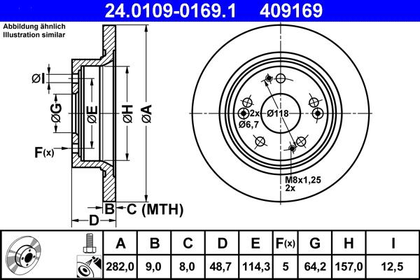 ATE 24.0109-0169.1 - Brake Disc autospares.lv