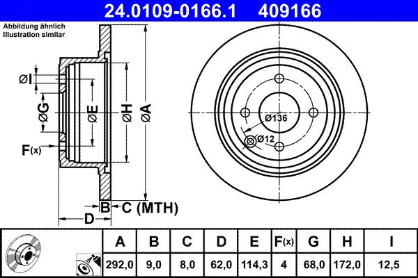 ATE 24.0109-0166.1 - Brake Disc autospares.lv