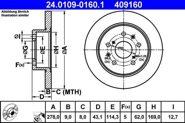 ATE 24.0109-0160.1 - Brake Disc autospares.lv