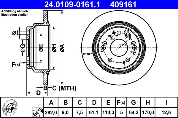 ATE 24.0109-0161.1 - Brake Disc autospares.lv