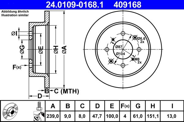 ATE 24.0109-0168.1 - Brake Disc autospares.lv