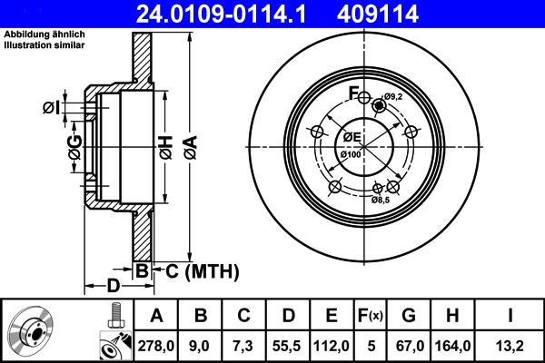 ATE 24.0109-0114.1 - Brake Disc autospares.lv