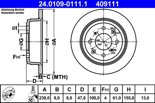 ATE 24.0109-0111.1 - Brake Disc autospares.lv