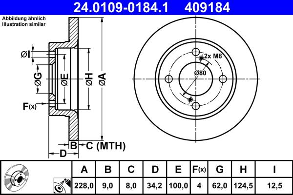 ATE 24.0109-0184.1 - Brake Disc autospares.lv