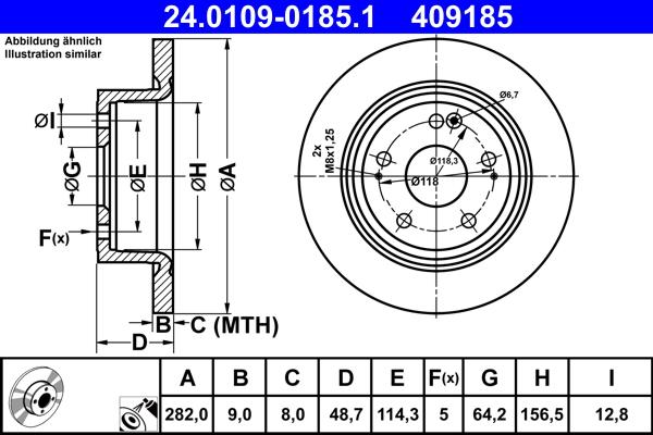 ATE 24.0109-0185.1 - Brake Disc autospares.lv