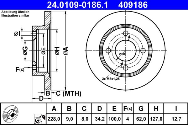 ATE 24.0109-0186.1 - Brake Disc autospares.lv