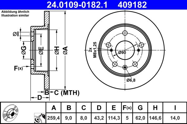 ATE 24.0109-0182.1 - Brake Disc autospares.lv